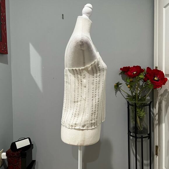 NEW Finity Naturals Linen Rayon Striped Spaghetti Strap Semi Sheer Blouse XS - Picture 5 of 16